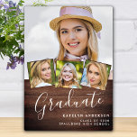 Rustic Graduation 4 Photo Stylish Wood Graduate Plaque<br><div class="desc">Celebrate your graduate and give a special personalized gift with this custom photo collage graduation plaque on a rustic country wood design. This unique photo collage graduate plaque is will be a treasured keepsake. Customize with 4 of your favourite senior or college photos, and personalize with graduating year, name, high...</div>