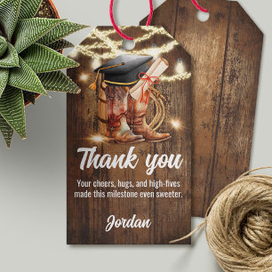 Rustic Graduation Cowboy Graduate Party Gift Tags