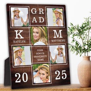 Rustic Graduation Custom 6 Photo Graduate Wood Plaque