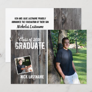 Rustic Graduation Invitation Barnwood Photo