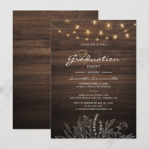 Rustic Graduation Party 2022 String Lights Invitation