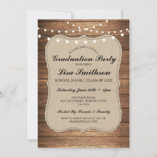 Rustic Graduation Party Hommes Invitation de bois