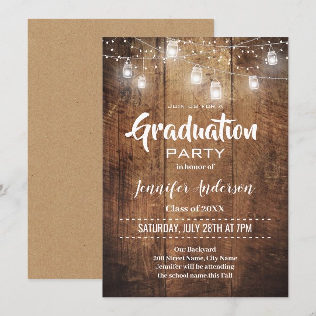 Rustic Graduation Party Invitation (Front/Back)