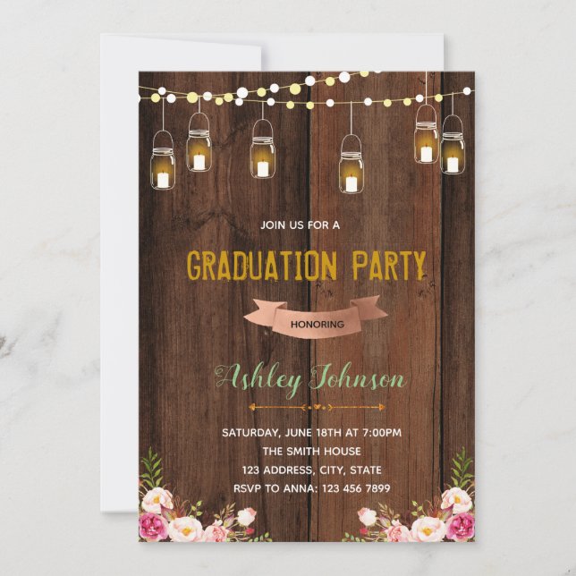 Rustic graduation party invitation (Front)