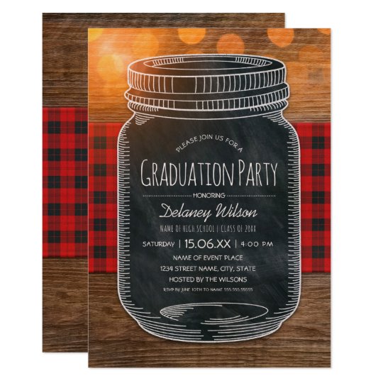 Rustic Graduation Party Unique Country Mason Jar Card