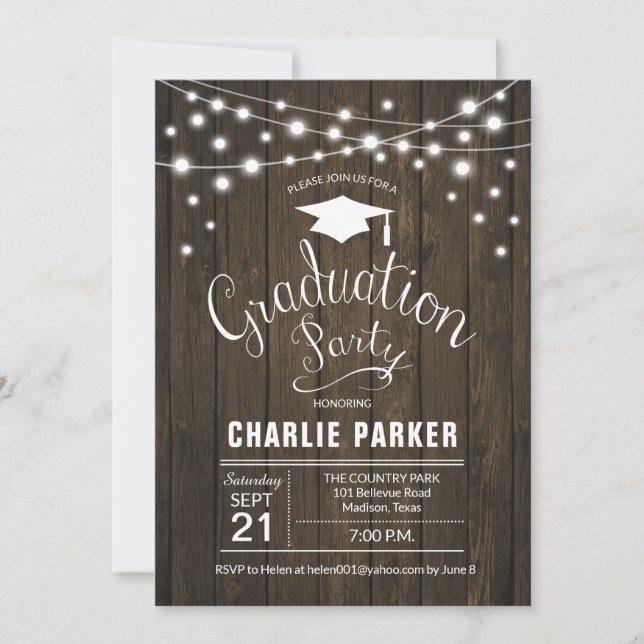 Rustic Graduation Party Wood Pattern Invitation (Front)