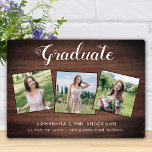 Rustic Graduation Personalized 3 Photo Graduate  Plaque<br><div class="desc">Celebrate your graduate and give a special personalized gift with this custom photo collage graduation plaque on a rustic country wood design. This unique photo collage graduate plaque is will be a treasured keepsake. Customize with 3 of your favourite senior or college photos, and personalize with graduating year, name, high...</div>