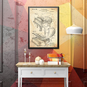 Rustic   Grand Piano Patent Poster