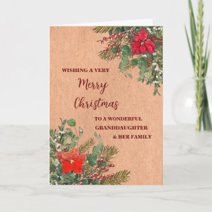 Rustic Granddaughter & Family Merry Christmas Card