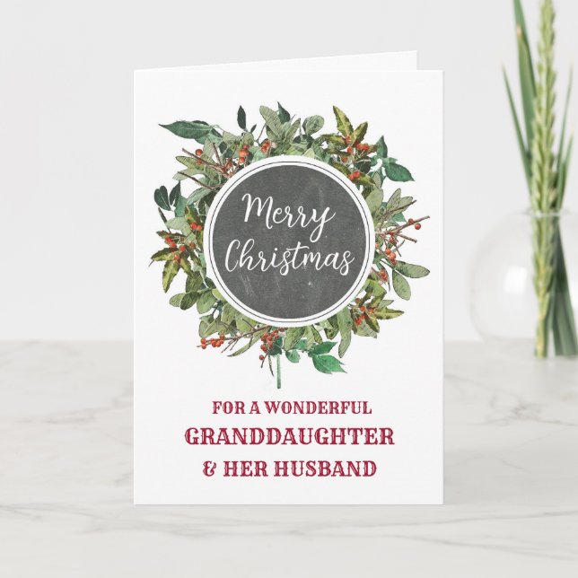 Rustic Granddaughter & Her Husband Merry Christmas Card (Front)