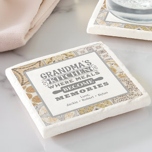 Rustic Grandma Meals Become Memories  Stone Coaster