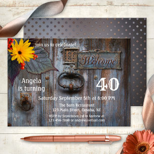 Rustic Grange Automne Anniversaire Fête Invitation