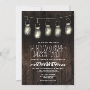 Rustic Grange Bois Mason Jar Mariage Invitations