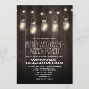 Rustic Grange Bois Mason Jar Mariage Invitations