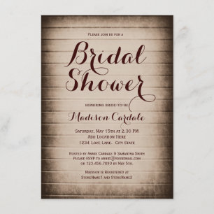 Rustic Grange Bois Pays Douche nuptiale Invitation
