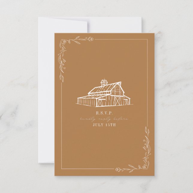 Rustic Grange Goldenrod Mariage RSVP (Devant)