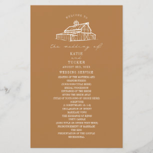 Rustic Grange Goldenrod Programme de mariage agric