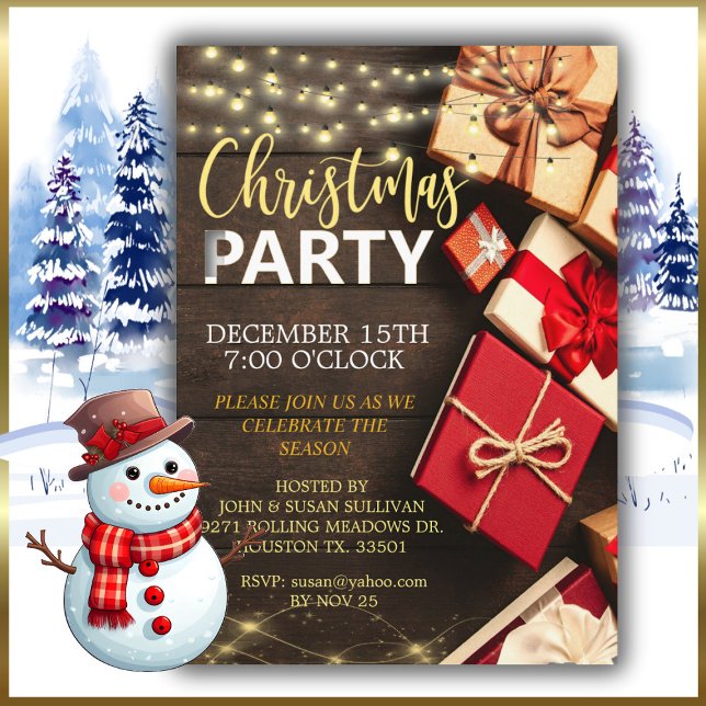 Rustic Grange Wood Fête de Noël Invitation (Créateur téléchargé)