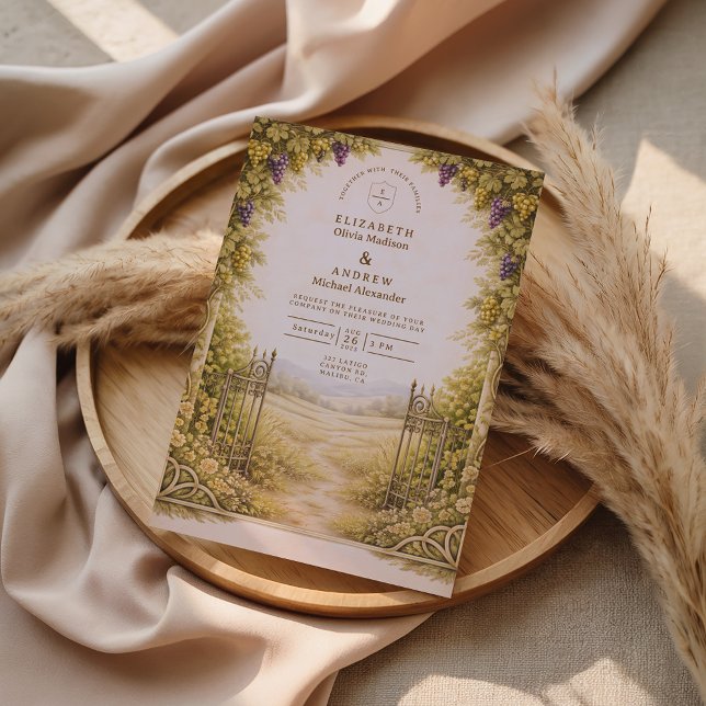 Rustic Grape Garden Countryside Wedding Invitation (Creator Uploaded)