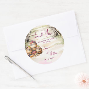 Rustic Grapevine Inspired Winery Vineyard Wedding Classic Round Sticker