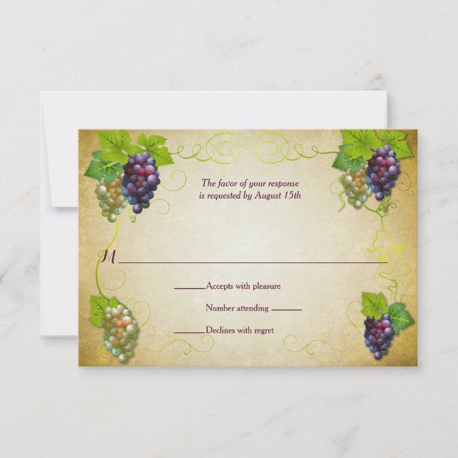 Rustic Grapevine Vineyard Mariage Réponse RSVP (Devant)