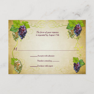 Rustic Grapevine Vineyard Wedding Event Reply RSVP Card