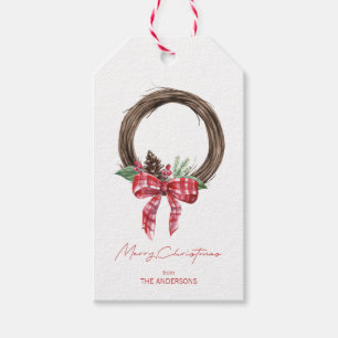 Rustic Grapevine Wreath Merry Christmas Gift Tags