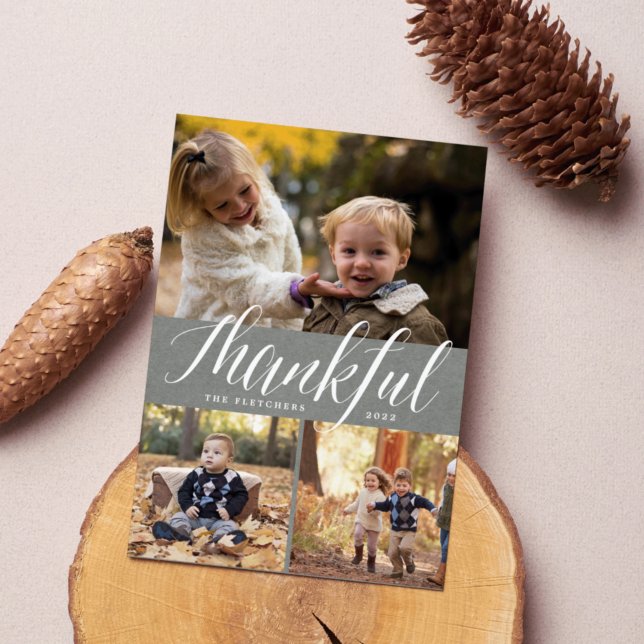 Rustic Gratitude | Thanksgiving Photo Collage Card (Creator Uploaded)