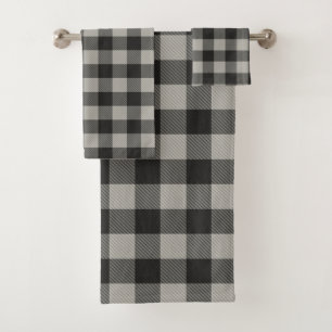 Rustic Gray Buffalo Plaid Bath Towel Set