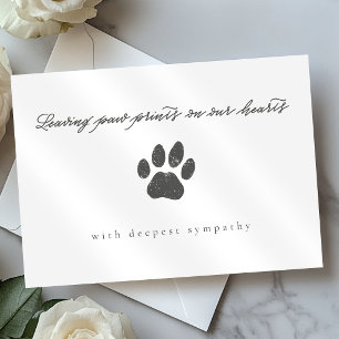 Rustic Gray Paw Print Script Cat Loss Sympathy Card