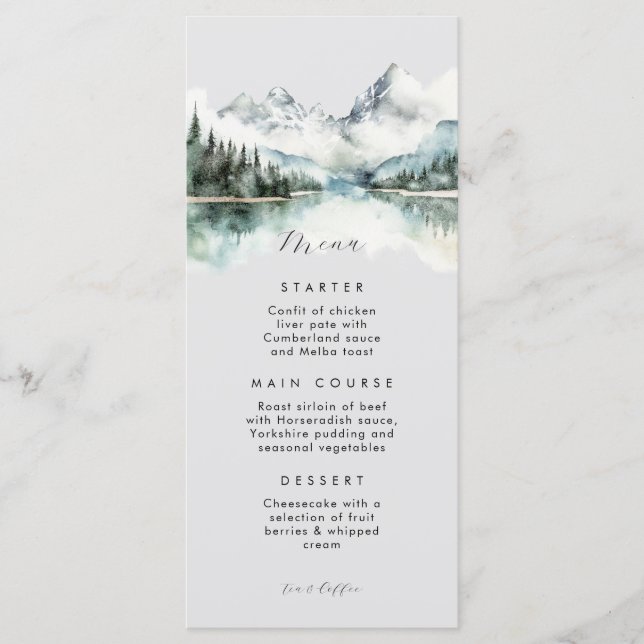 Rustic gray winter forest mountain Flat Menu (Front)