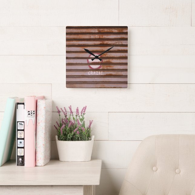 Rustic Grazie Shutter Napoli 1 Square Wall Clock (Reading Room)