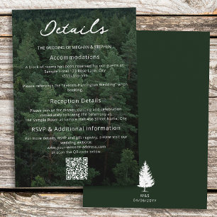 Rustic Green Aerial Forest Photo Wedding Details Enclosure Card
