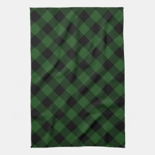 Rustic Green and Black Buffalo Plaid Kitchen Towel
