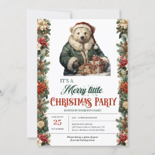 Rustic green and gold elegant polar beer presents invitation