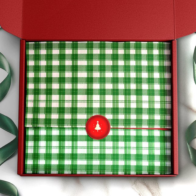 Rustic Green and White Plaid Traditional Chequered Tissue Paper (Wrap your gifts in style with this Classic Green Plaid Tissue Paper!)