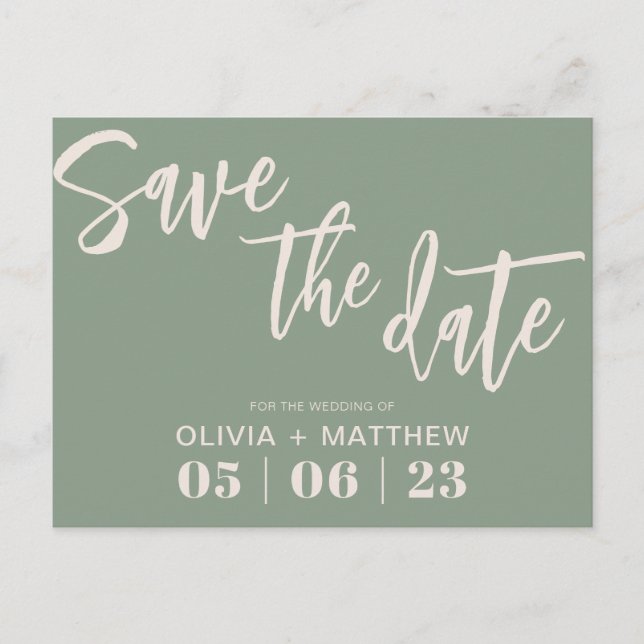 Rustic Green Announcement Postcard (Front)