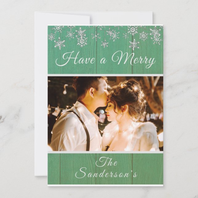 Rustic Green Ayez une joyeuse carte de Noël (Devant)