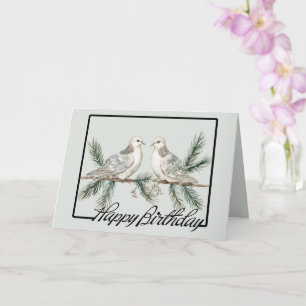 Rustic Green Birthday Birds Card