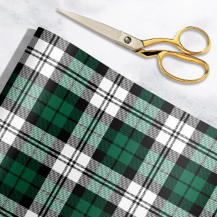 Rustic Green Black and White Tartan Plaid Wrapping Paper