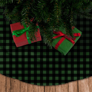 Rustic Green & Black Buffalo Plaid Brushed Polyester Tree Skirt