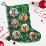 Rustic Green Black Plaid Fun 12 Pet Photo Collage Small Christmas Stocking<br><div class="desc">Decorate your home and spoil your favourite pet with this super cute and fun custom pet photo collage and monogram christmas stocking in a green and black buffalo check plaid design . 12 photos, 6 each side, for all your years favourite photos and memories. You can do a photo to...</div>