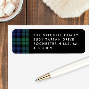 Rustic Green Blue Plaid Return Address