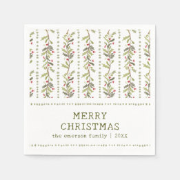 Rustic Green Botanical Christmas Napkin