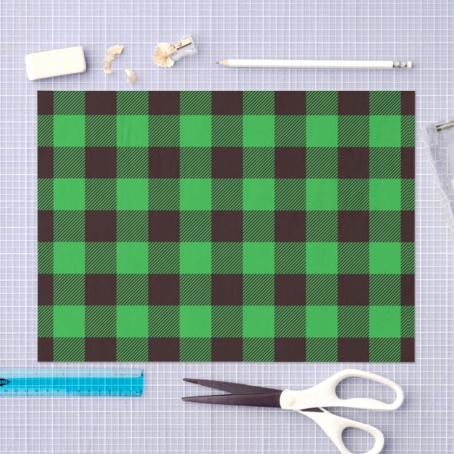 Rustic Green Buffalo Checks Plaid Pattern Tissue Paper (Craft)