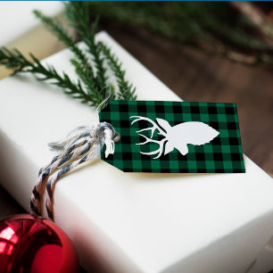 Rustic Green Buffalo Plaid Pattern Gift Tags