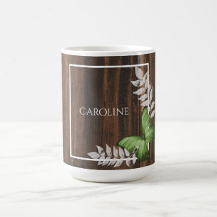Rustic Green Butterfly Personalized Coffee Mug