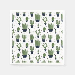 Rustic Green Cactus Desert Pattern Napkin