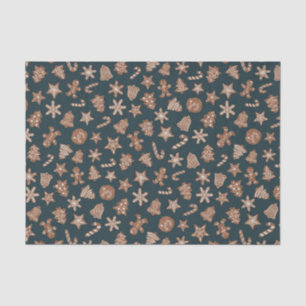 Rustic Green Christmas Cookies Pattern Tissue Paper