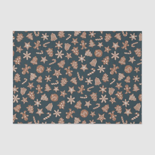 Rustic Green Christmas Cookies Pattern Tissue Paper (Front)